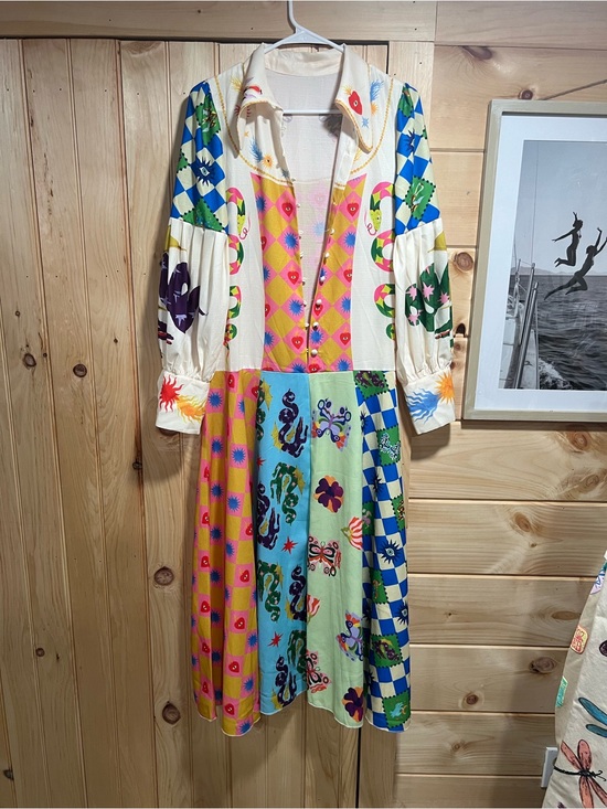 FARM Rio Dresses & Skirts - FARM Rio Multicolor Patchwork Midi Dress in Blue, Green, Pink, Yellow